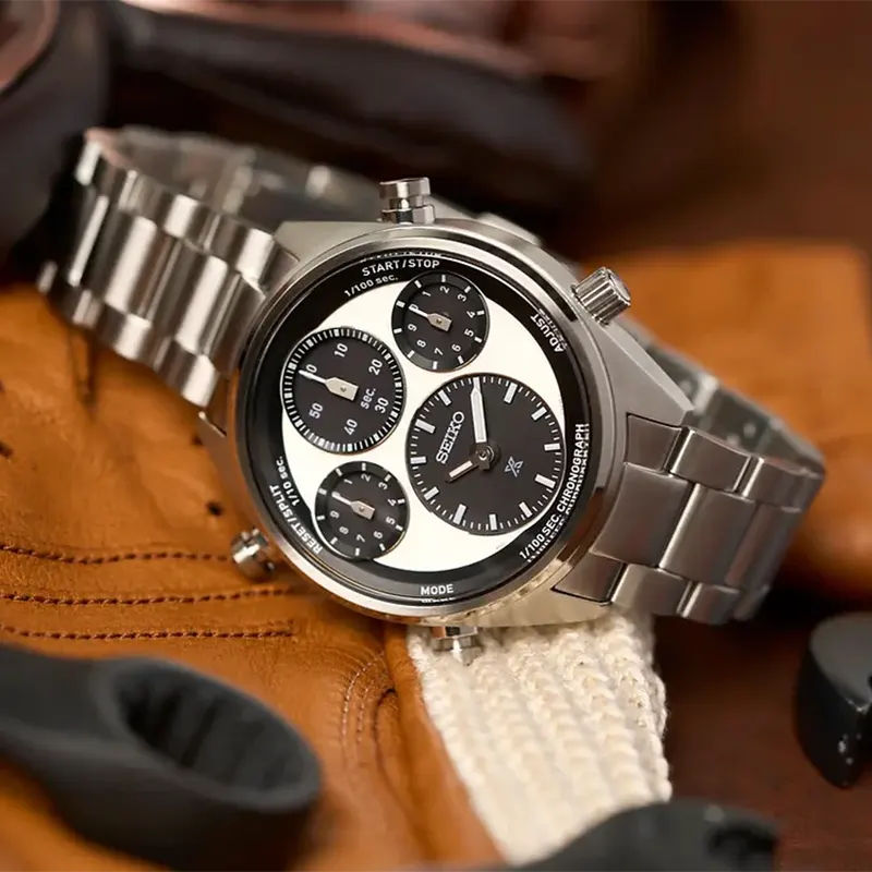 Seiko Prospex Speedtimer Solar Black & White Panda Men's Watch- SFJ001P1